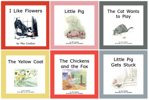 The Down on the Farm Set of 11 illustrated titles features familiar farm animals.